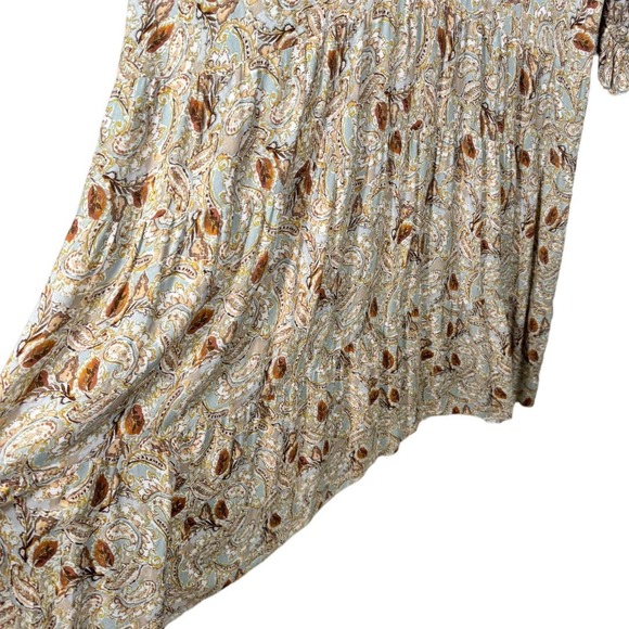 Dress Forum Paisley Tiered Long Sleeve Maxi Dress Medium Brown Blue Peasant - Picture 5 of 7